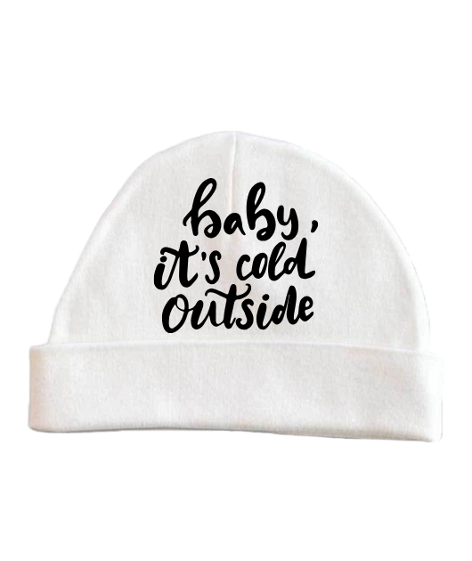 Baby It's Cold Outside Baby Beanie (White)