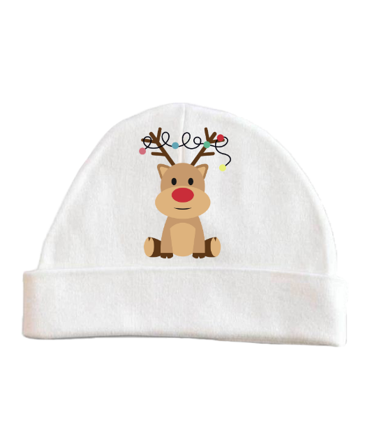Baby Reindeer Baby Beanie (White)