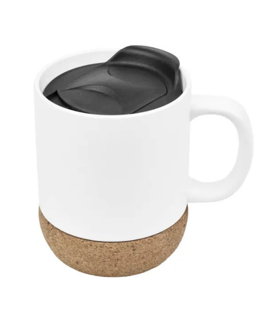 Personalized Ceramic and Cork Coffee Mug with Lid