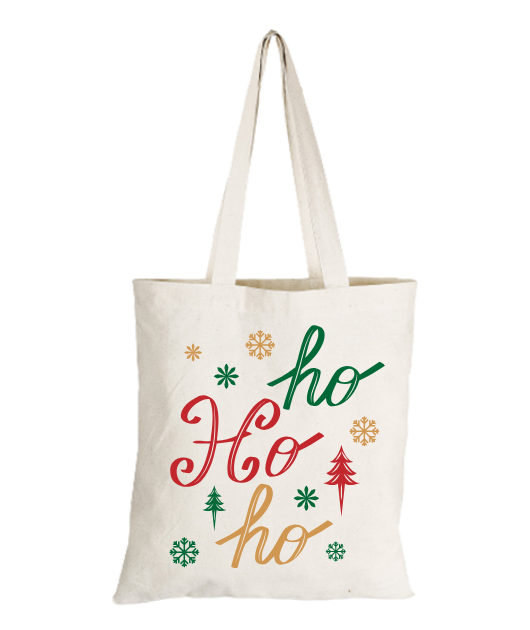 Ho Ho Ho (Green, Red, Gold) Tote Bag